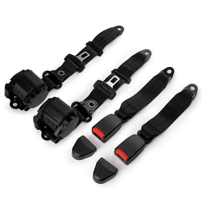 2Pack Universal Lap Seat Belt 3 Point Adjustable Retractable Car Safety Belts