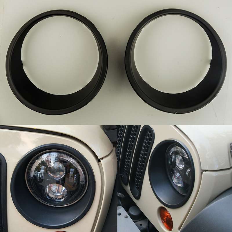 Front Headlight Bezels Insert Cover Trim Fit For Jeep Wrangler JK 2007-2018