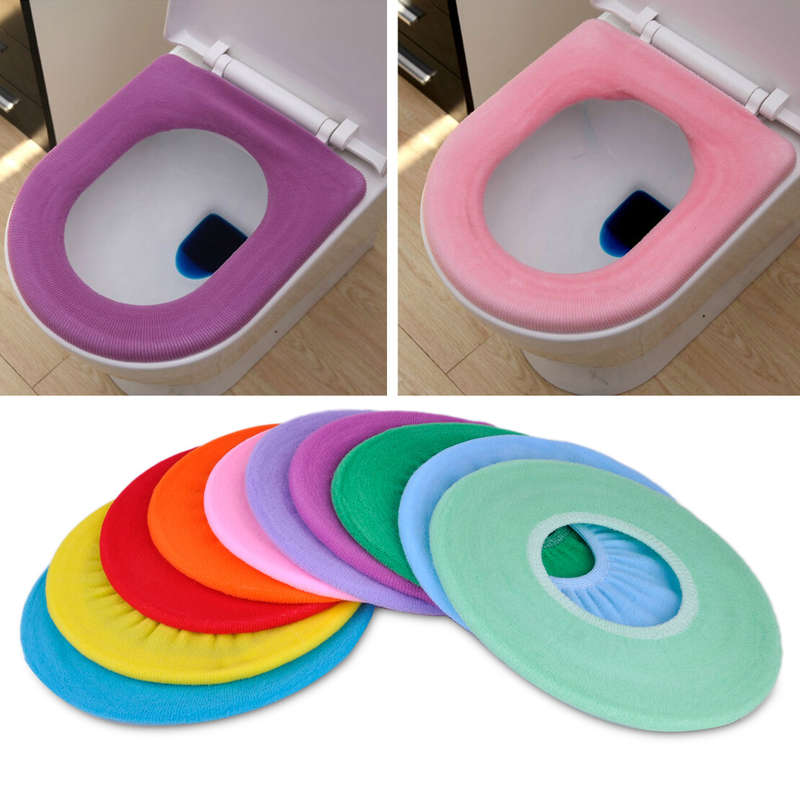 Soft O Shape Toilet Seat Lid Cover Mat Pad Washable Cloth Bathroom Closestool