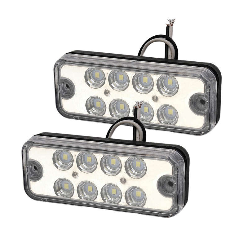 2 pcs 12V LED White Side Marker Lights Indicator Trailer for Truck Lorry Van Bus