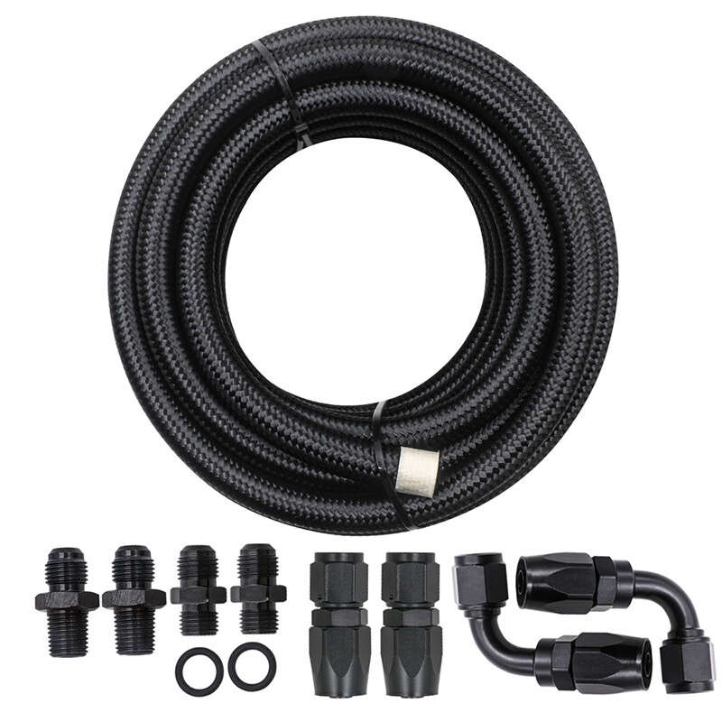 4L60E 4L65E TH350 TH400 Automatic Transmission Cooler 6AN Hose Line Kit Black