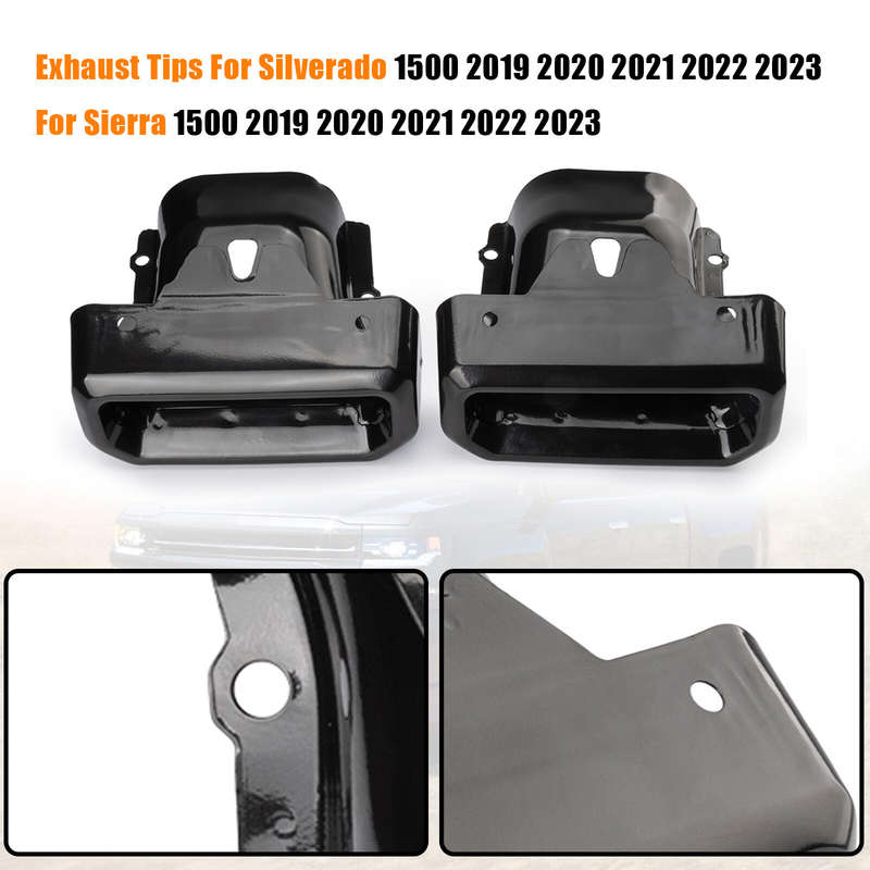 Exhaust Tips Bezels Black 84434641 84434642 For Chevy Silverado GMC Sierra 19-24