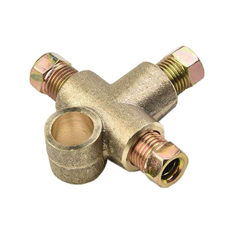 T-Shap 3 Way 10mm Brake Line Pipe Hose Unions Fitting Adapter With 3 Nuts 3/16