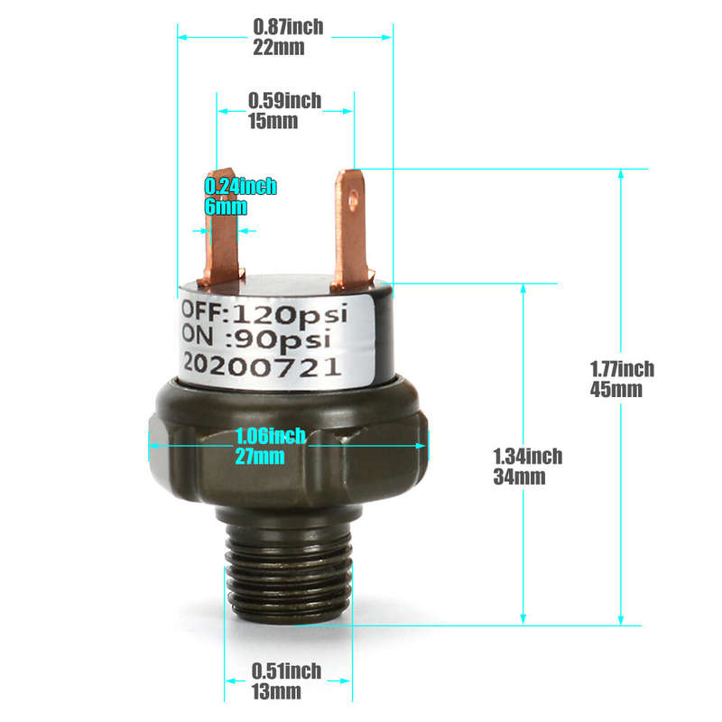 1x 1/4"NPT 90-120psi for Heavy Duty Air Compressor Pressure Control Switch Valve