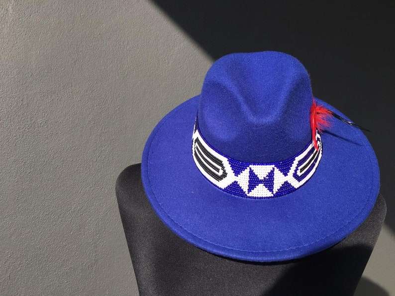 Zulu Beaded Fedora Hat | ladies Fedora Hat| Beaded Hat| Beaded Fedora Hat| Beaded Fedora| women Hat