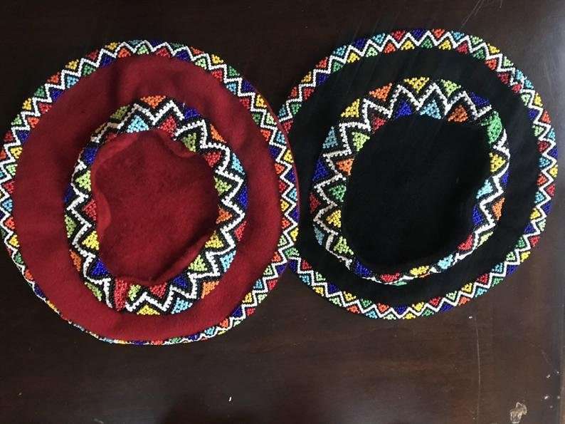 Zulu double layered Beaded Hat | Beret Hat| Beaded Hat