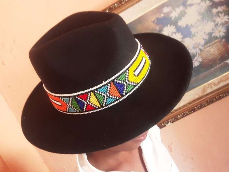 Zulu Beaded Fedora Hat | ladies Fedora Hat| Beaded Hat| Beaded Fedora Hat| Beaded Fedora| women Hat