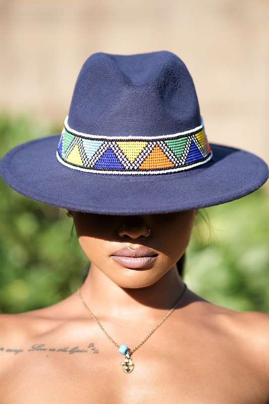 Zulu Beaded Fedora Hat | ladies Fedora Hat| Beaded Hat| Beaded Fedora Hat| Beaded Fedora| women Hat