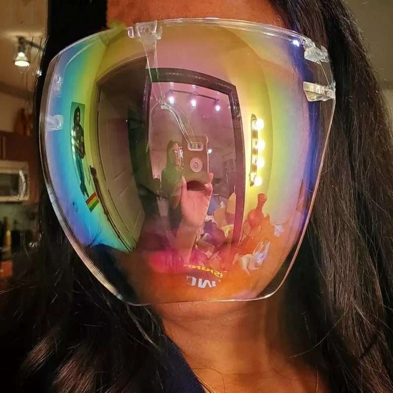 Protective Full Face Shield Guard Full Cover Visor Glasses / Ombre Oversize Sunglasses Mask PPE