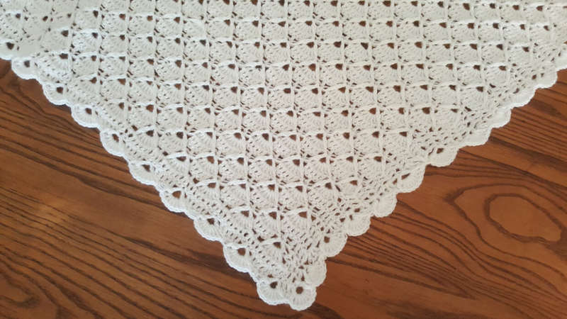 85 x 85cm White Crochet Baby Blanket | 4-Ply Baby Wool