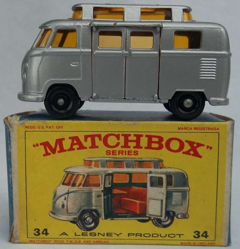 MATCHBOX Lesney 1-75 Series Regular Wheels #34 Volkswagen Camper 1966 MODEL VW BOXED VINTAGE