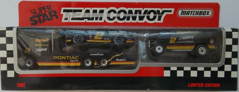MATCHBOX Team Convoy Limited Edition Set NASCAR Pontiac 3 Models Chevrolet Van BOXED 1992 VINTAGE