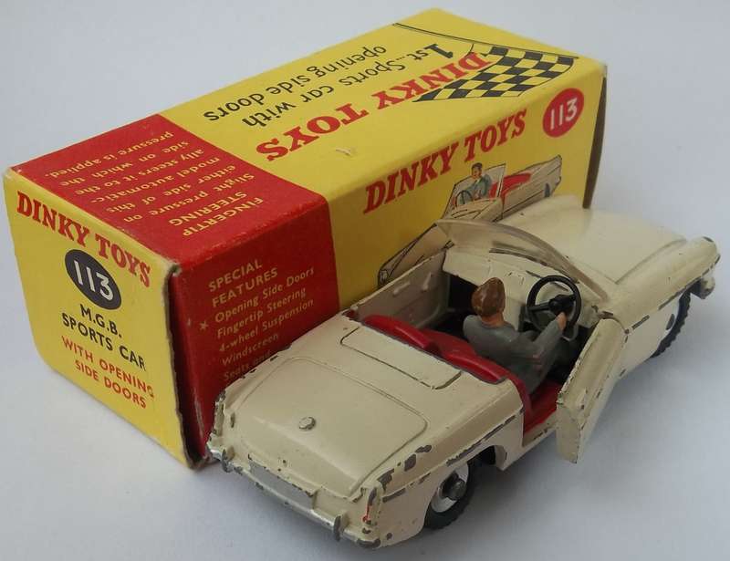 Dinky Toys #113 M.G B Vintage Model Near Mint MGB Open top Made in England 1962 BOXED MODEL