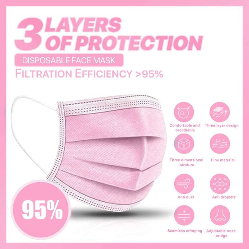 3ply Disposable Masks - 50 masks in a pack
