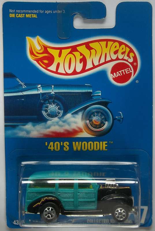 Hot Wheels 1940's Ford Woodie Matchbox Scale Vintage Die Cast 1991 Model Car (29 Years Old)