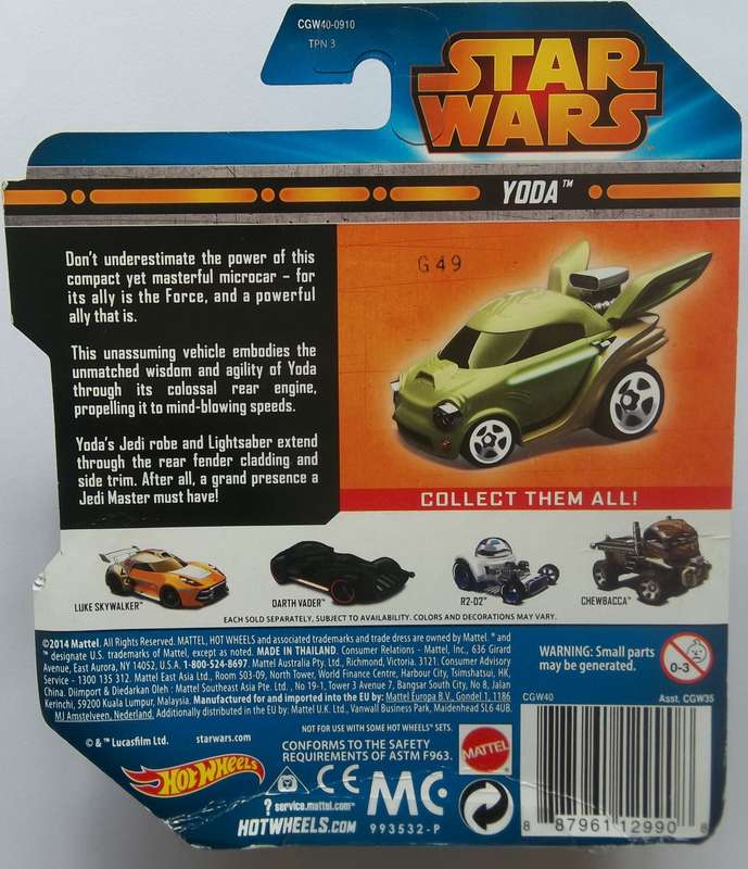 Hot Wheels Star Wars Yoda Like Matchbox Scale HOTWHEELS 2014 Model Car