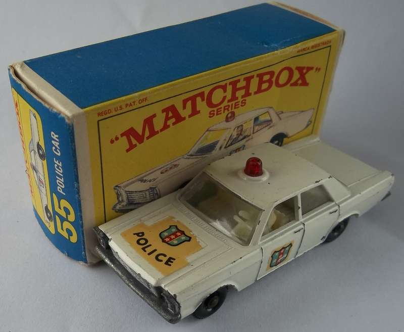 Matchbox Lesney 1-75 Series Regular Wheels #55 Ford Galaxie Police Car BOXED BOXED Made in England