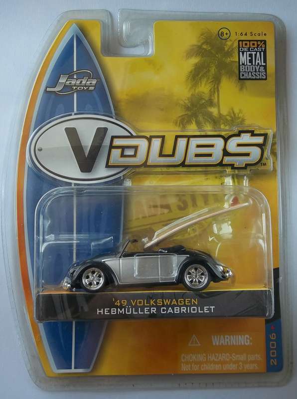 Jada Toys 1949 HebMuller Cabriolet Beetle VW BOXED Matchbox Scale Model Car RUBBER TIRES Model 1:64