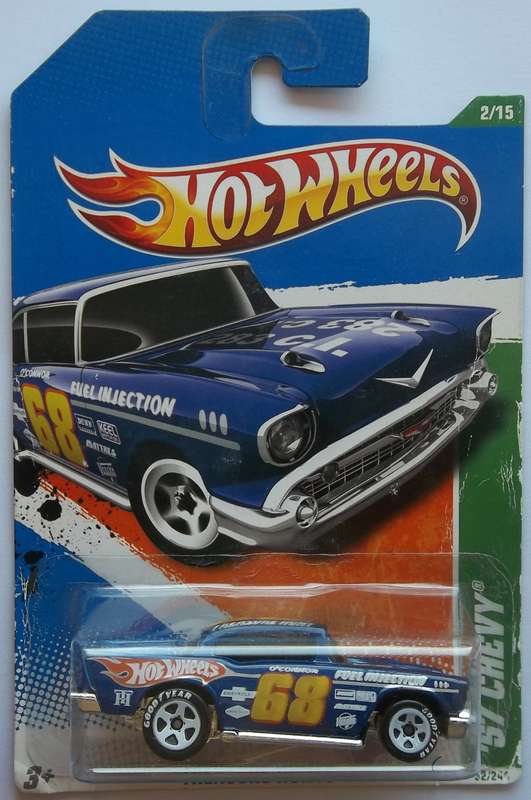 Hot Wheels TREASURE HUNT 1957 Chevrolet Bel Air Like Matchbox scale 2013 Sponsors Logos