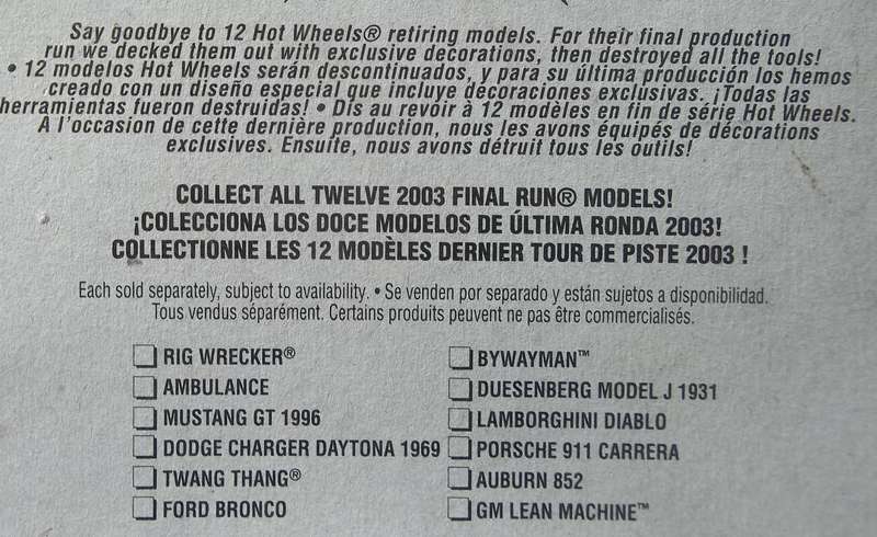 Hot Wheels FINAL RUN Lamborghini Diablo (LAST RUN) 2003 HOTWHEELS Like Matchbox SEALED