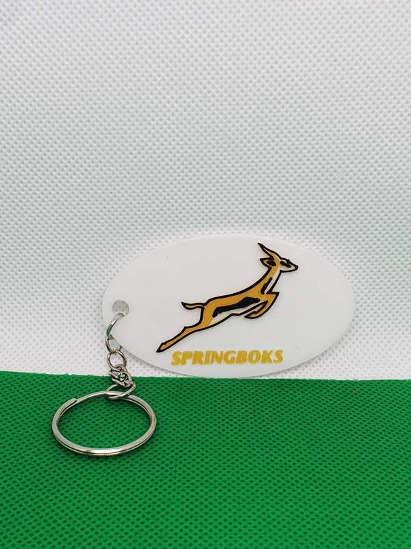 Springboks Rugby Ball Shaped Keyring 3D Printed