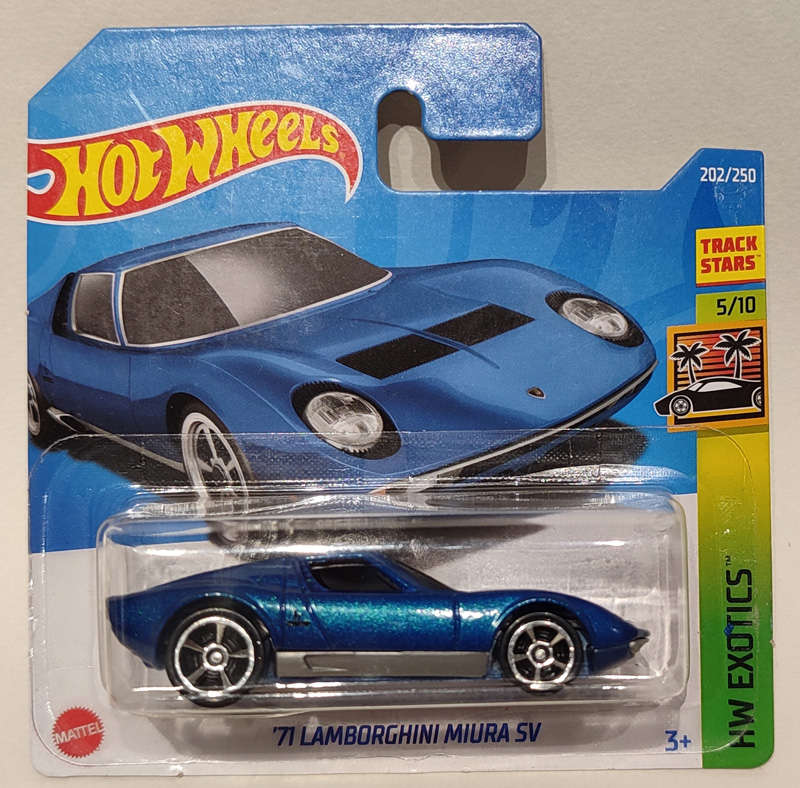 **NEW/SEALED** Hot Wheels 1/64 HW Exotics Series 5/10 - 1971 Lamborghini Miura SV Blue 202/250