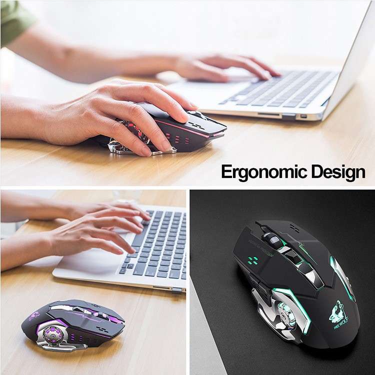 Olive Tree-X8 Ergonomic Wireless 2.4G 2400DPI Gaming Mouse Silent Black