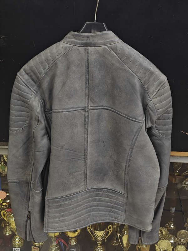 MENS GENUINE LEATHER JACKET GREY