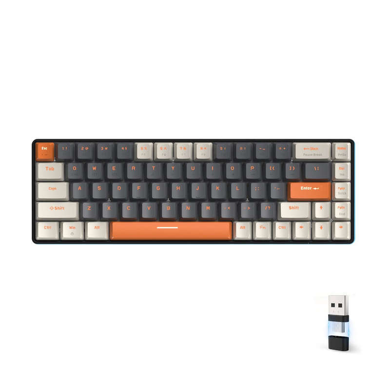 BlueSwitch Bluetooth 5.0/2.4Ghz Wireless Mechanical Keyboard -White Orange