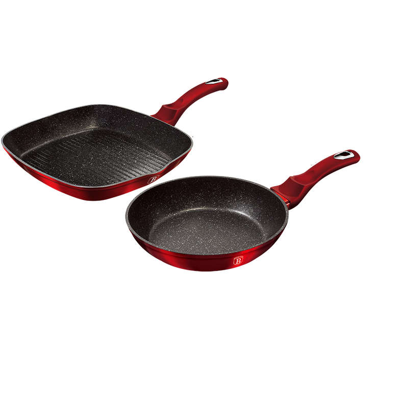 Berlinger Haus 2 Pieces Marble Coating Induction Fry Pan Set - Burgundy (DISPLAY MODEL)