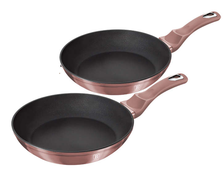 Berlinger Haus 2 Pieces Metallic Line Marble Coating Fry Pan Set - iRose (DISPLAY MODEL)