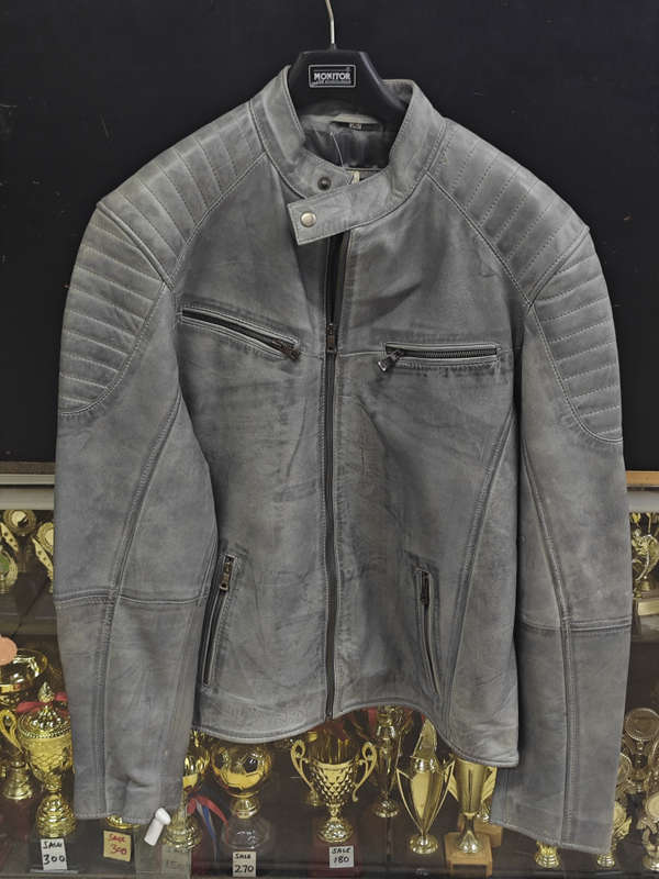 MENS GENUINE LEATHER JACKET GREY