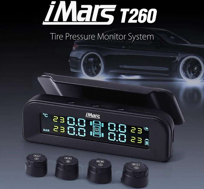 iMars T260 TPMS Solar Tire Pressure Monitor System LCD Screen with 4 Sensors | Perfect Timing