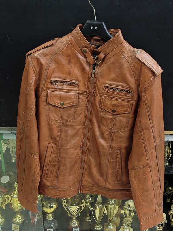 MENS GENUINE LEATHER JACKET TAN