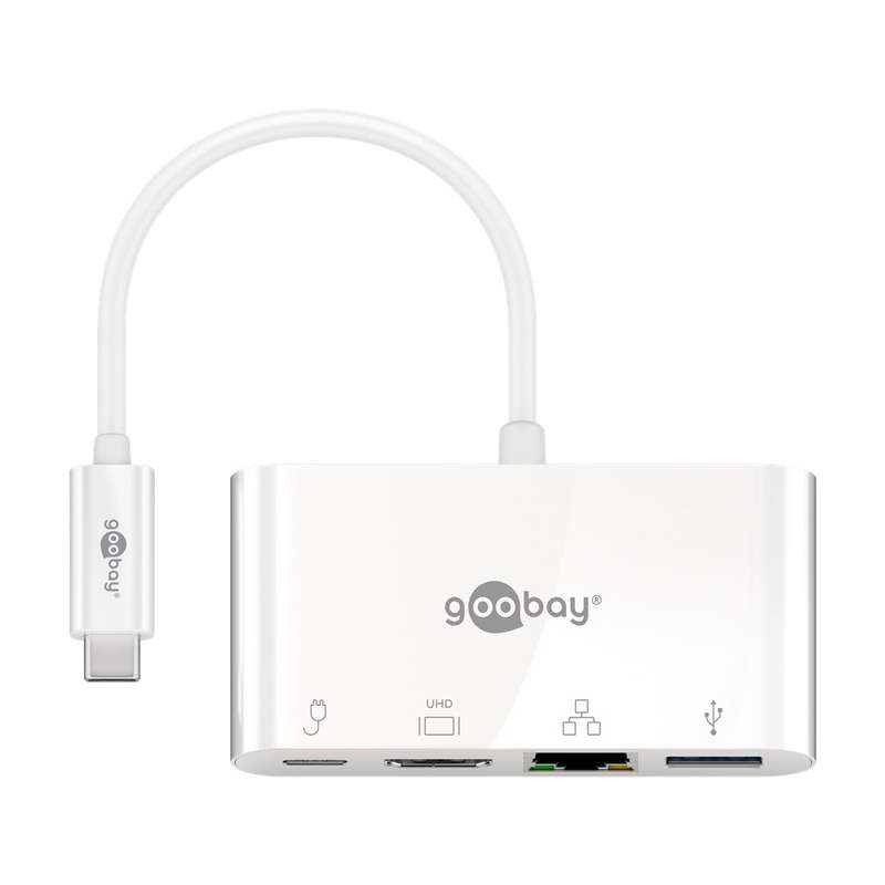 Goobay USB-C Multiport Adapter (HDMI + Ethernet, PD) - White