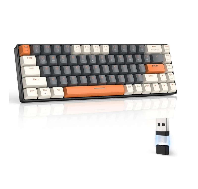 BlueSwitch Bluetooth 5.0/2.4Ghz Wireless Mechanical Keyboard -White Orange