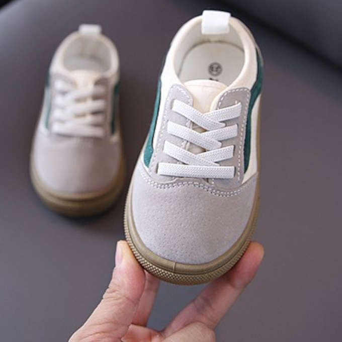 Olive Tree-Kids Classic Canvas Shoes Lace With Easy Velcro Strap-Beige-EU29