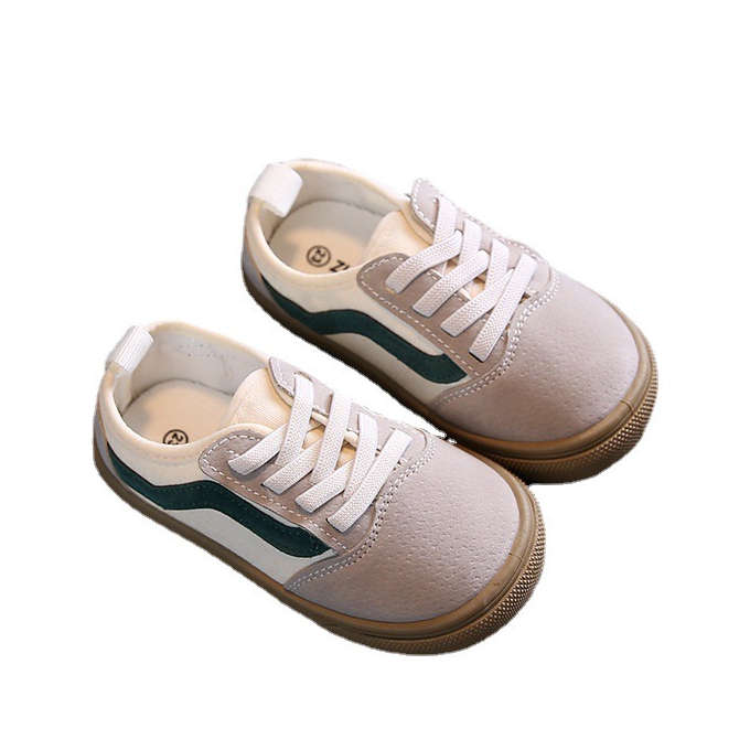 Olive Tree-Kids Classic Canvas Shoes Lace With Easy Velcro Strap-Beige-EU29