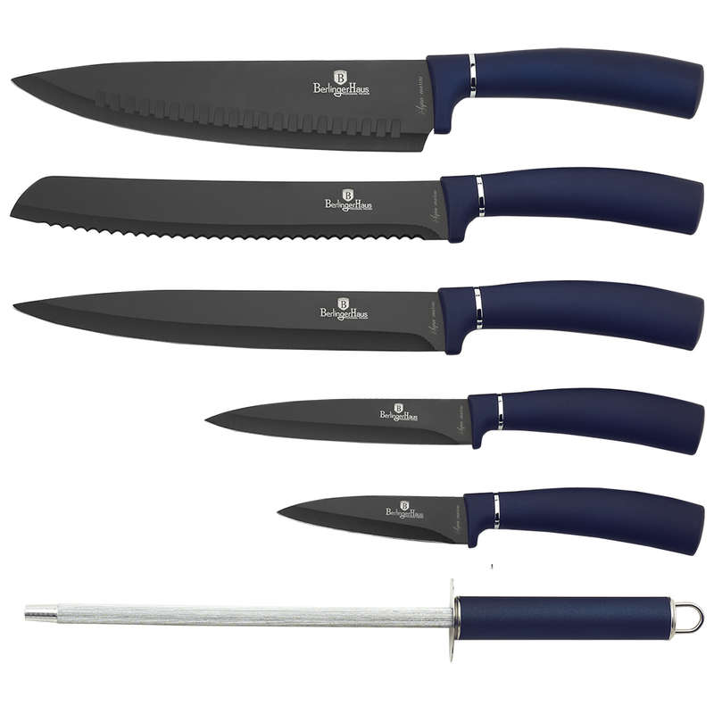Berlinger Haus 7 Pieces Marble Coating Knife Set + Stand - Aquamarine (MISSING SHARPENER)
