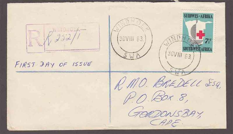 South West Africa SWA (Now Namibia) - 1963 - Centenary of the International Red Cross FDC
