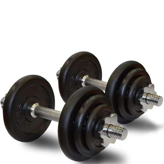 The JLL 20kg Dumbbell Set is a great starter piece.  It is fully adjustable so you can select the weights you desire to lift. It is quick and easy to adjust the weights as they can be slid on to the bar and secured into place by the Spin-lock collars. Each Spin-lock collar contains a rubber grommet which further enhances the security of the weight plate on the bar decreasing its chance of unnecessary movement.