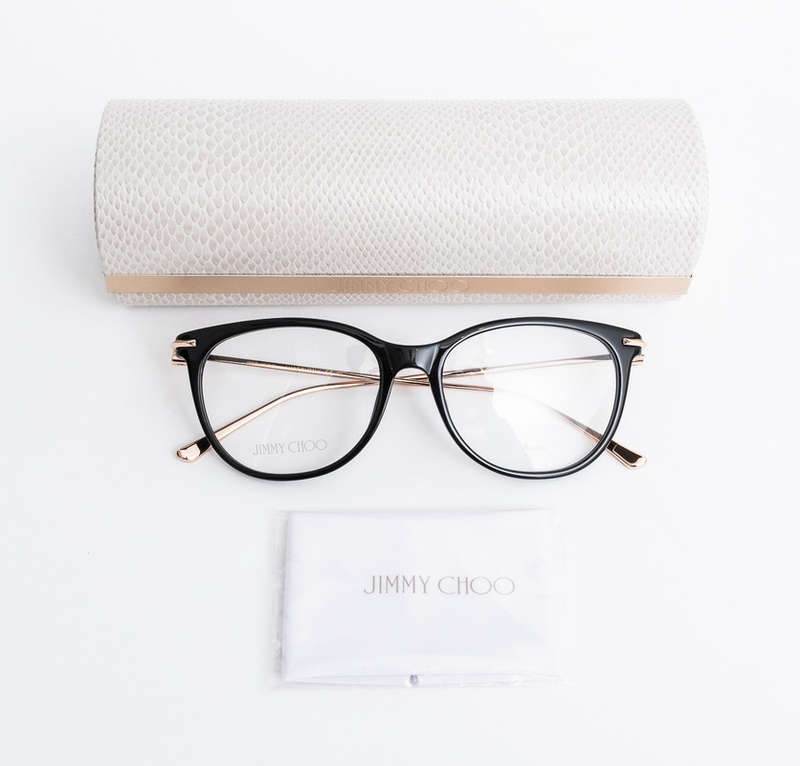Jimmy Choo Ladies RX Prescription Frames (JC-263 807) Shiny Black - Rose gold Glasses
