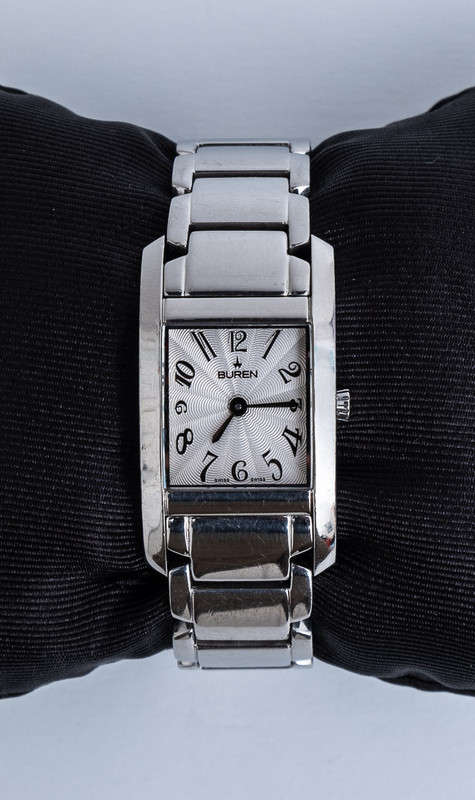 Ladies Silver BUREN Watch *SWISS* *SAPPHIRE CRYSTAL*