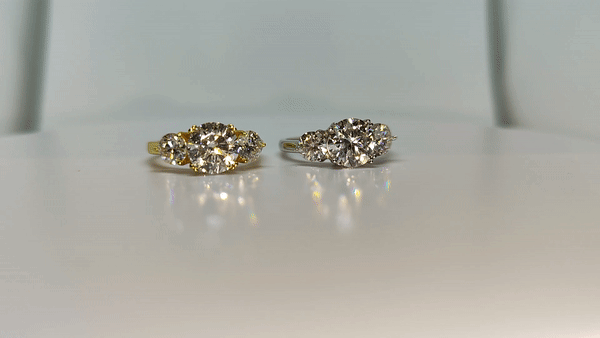 ***HD VIDEO*** 3ct D VVS Moissanite Trilogy Ring | 18K White or Yellow Gold Over 925 Sterling Silver