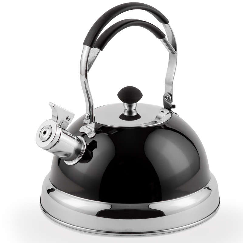 Capri Stainless Steel Black Whistling Kettle - 2.5L
