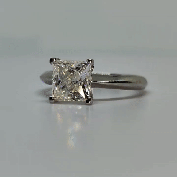***HD VIDEO*** 1ct Princess Cut Moissanite Solitaire Ring | 18K White Gold Over 925 Sterling Silver