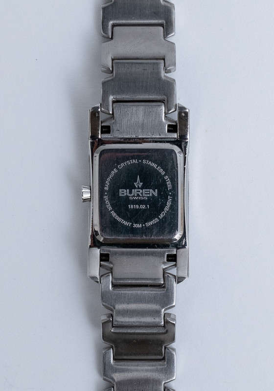 Ladies Silver BUREN Watch *SWISS* *SAPPHIRE CRYSTAL*