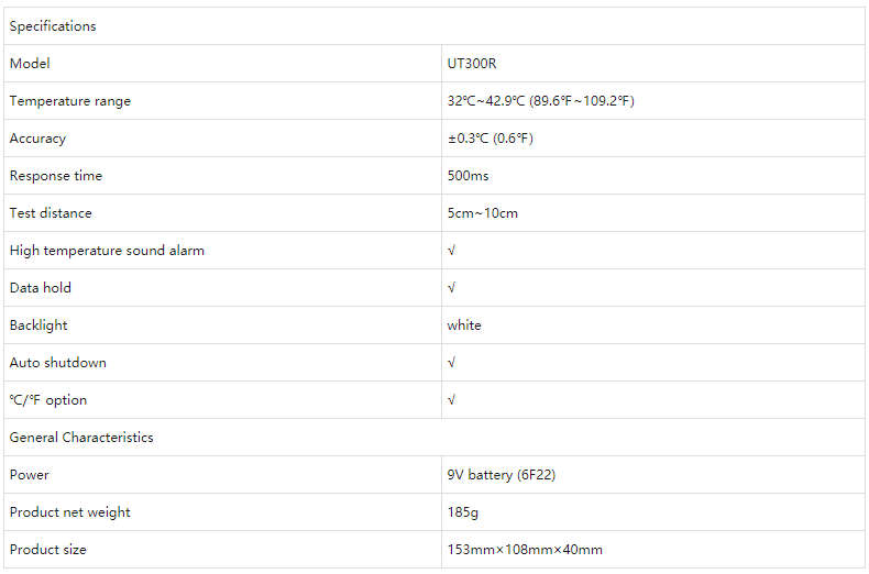 UT300R Technical Specifications