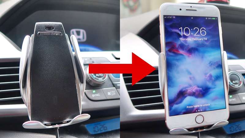 Wireless Charging Car Phone Mount with 10W Qi Quick Charger, Smart Sensor Clamping, 360° Rotation