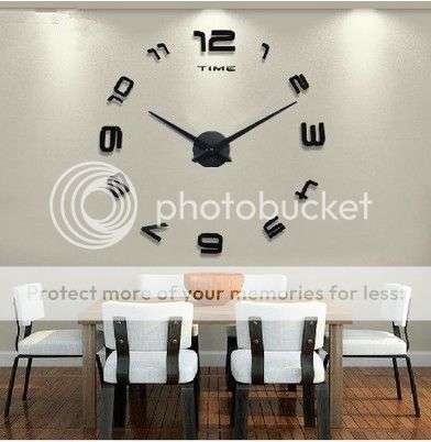 *LOCAL STOCK* Luxury Large 3D Wall Number Clock Modern Living Room DIY Home Art Design Black